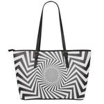 Angular Swirl Motion Illusion Print Leather Tote Bag