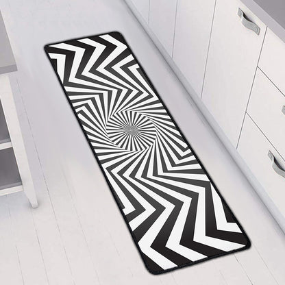 Angular Swirl Motion Illusion Print Long Kitchen Mat