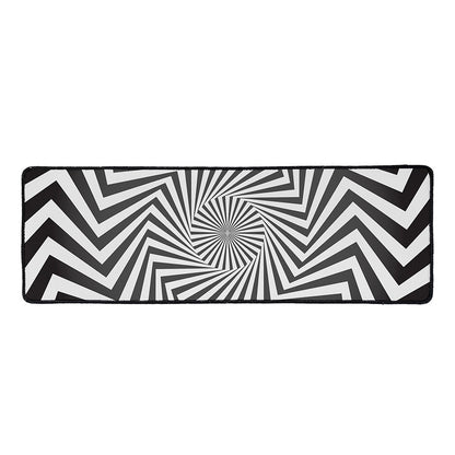 Angular Swirl Motion Illusion Print Long Kitchen Mat