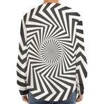 Angular Swirl Motion Illusion Print Long Sleeve Baseball Jersey