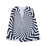 Angular Swirl Motion Illusion Print Long Sleeve Short Coat