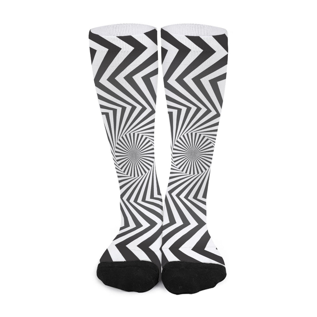 Angular Swirl Motion Illusion Print Long Socks