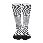 Angular Swirl Motion Illusion Print Long Socks