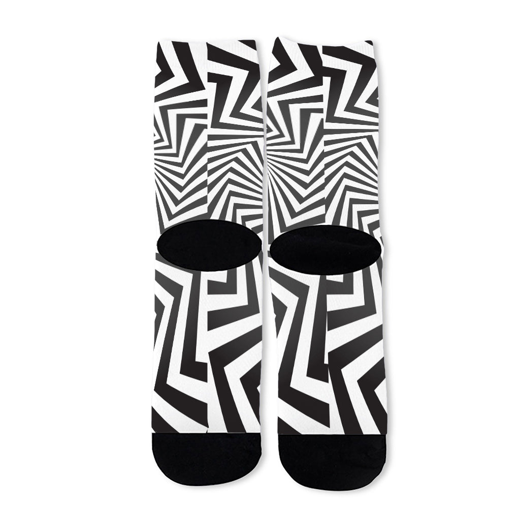 Angular Swirl Motion Illusion Print Long Socks