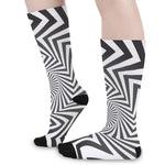 Angular Swirl Motion Illusion Print Long Socks