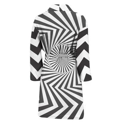 Angular Swirl Motion Illusion Print Men's Bathrobe