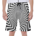 Angular Swirl Motion Illusion Print Men's Beach Shorts