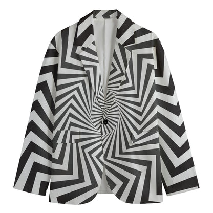 Angular Swirl Motion Illusion Print Men's Blazer