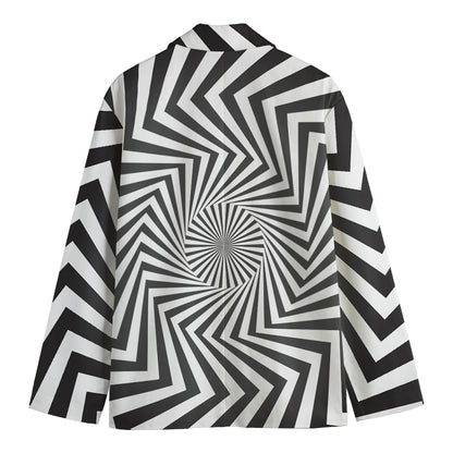 Angular Swirl Motion Illusion Print Men's Blazer