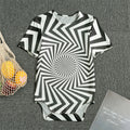 Angular Swirl Motion Illusion Print Men's Bodysuit