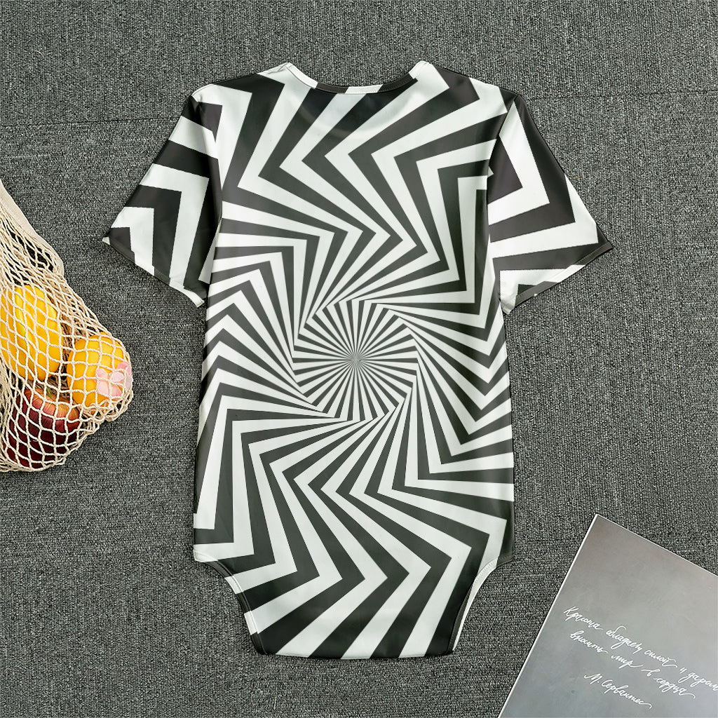 Angular Swirl Motion Illusion Print Men's Bodysuit