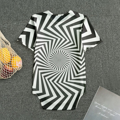 Angular Swirl Motion Illusion Print Men's Bodysuit
