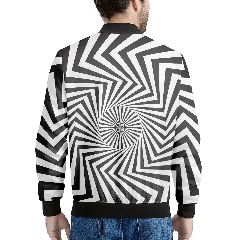 Angular Swirl Motion Illusion Print Men's Bomber Jacket