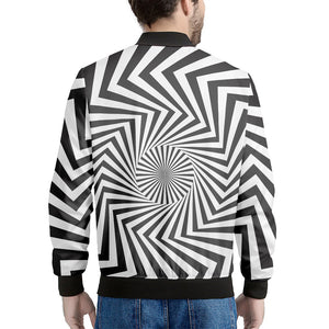 Angular Swirl Motion Illusion Print Men's Bomber Jacket