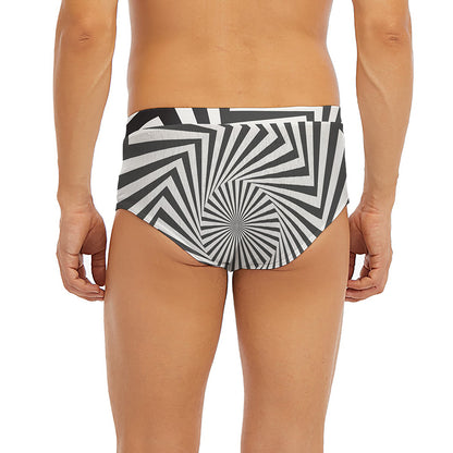 Angular Swirl Motion Illusion Print Men's Briefs
