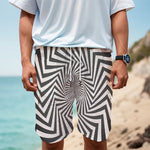 Angular Swirl Motion Illusion Print Men's Cargo Shorts