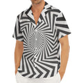 Angular Swirl Motion Illusion Print Men's Deep V-Neck Shirt