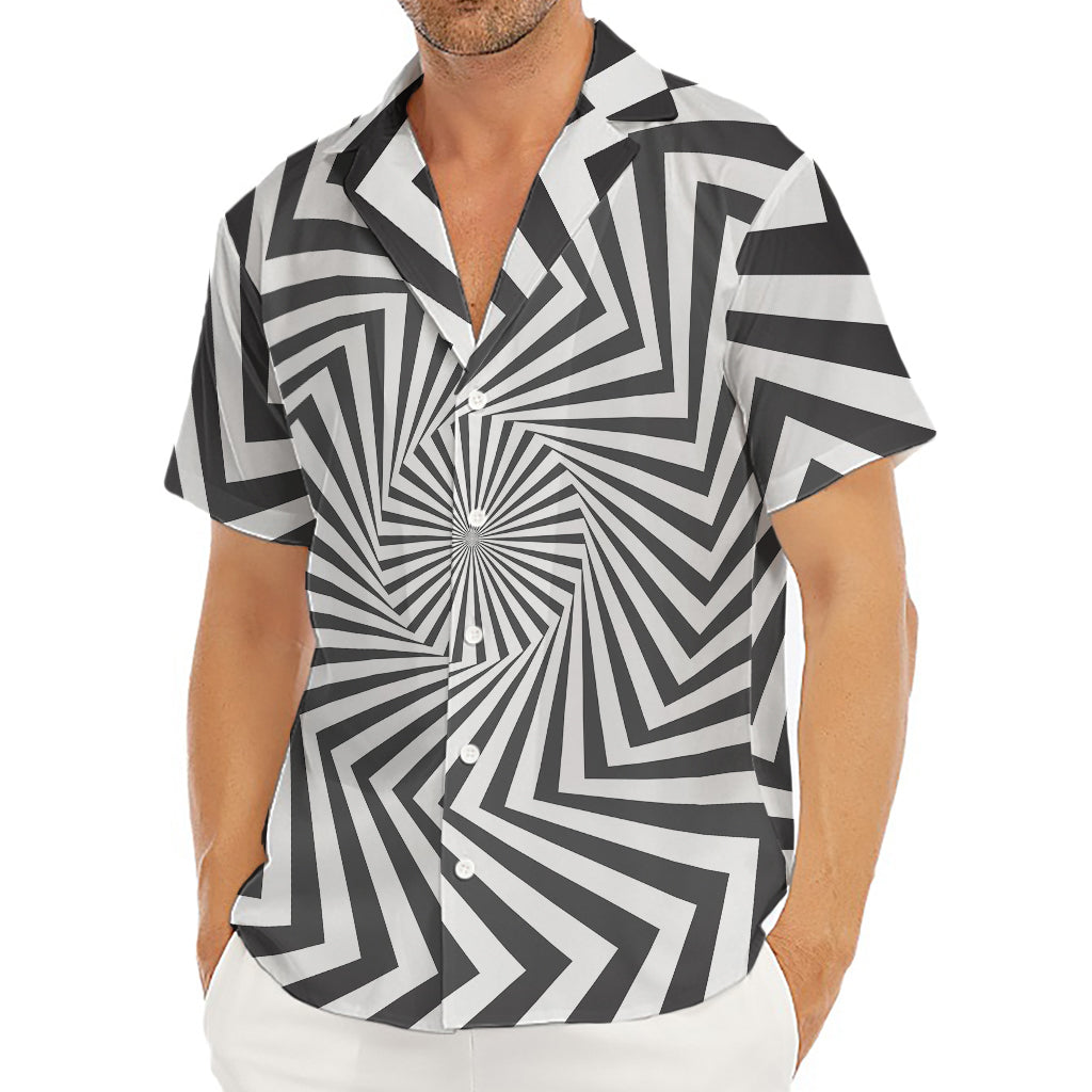 Angular Swirl Motion Illusion Print Men's Deep V-Neck Shirt