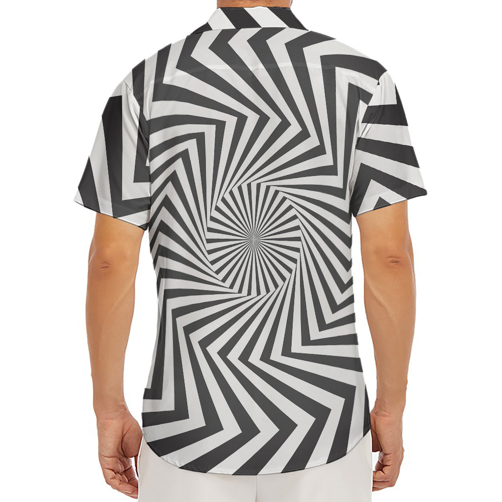 Angular Swirl Motion Illusion Print Men's Deep V-Neck Shirt