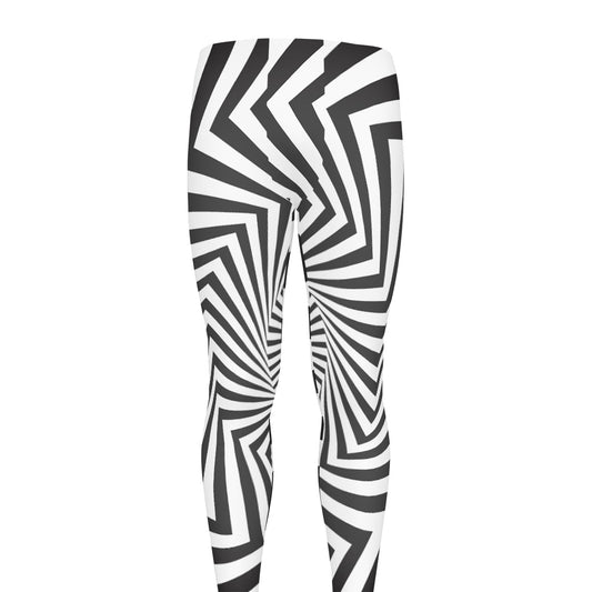 Angular Swirl Motion Illusion Print Men's leggings