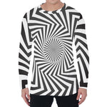 Angular Swirl Motion Illusion Print Men's Long Sleeve T-Shirt