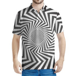 Angular Swirl Motion Illusion Print Men's Polo Shirt