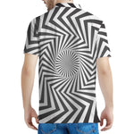 Angular Swirl Motion Illusion Print Men's Polo Shirt