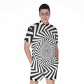 Angular Swirl Motion Illusion Print Men's Romper