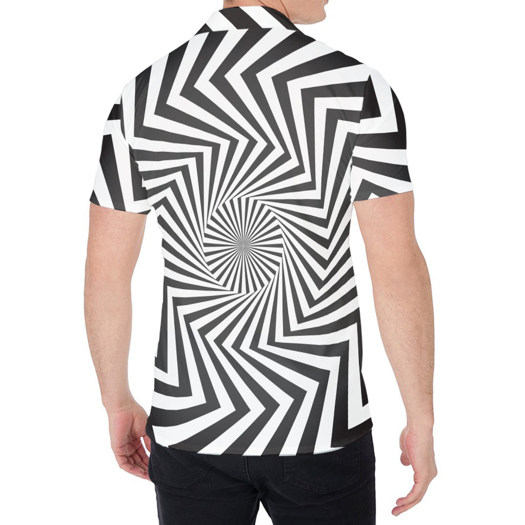 Angular Swirl Motion Illusion Print Men's Shirt