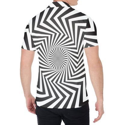 Angular Swirl Motion Illusion Print Men's Shirt