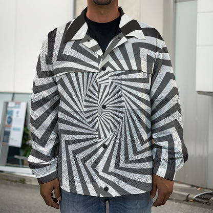 Angular Swirl Motion Illusion Print Men's Shirt Jacket