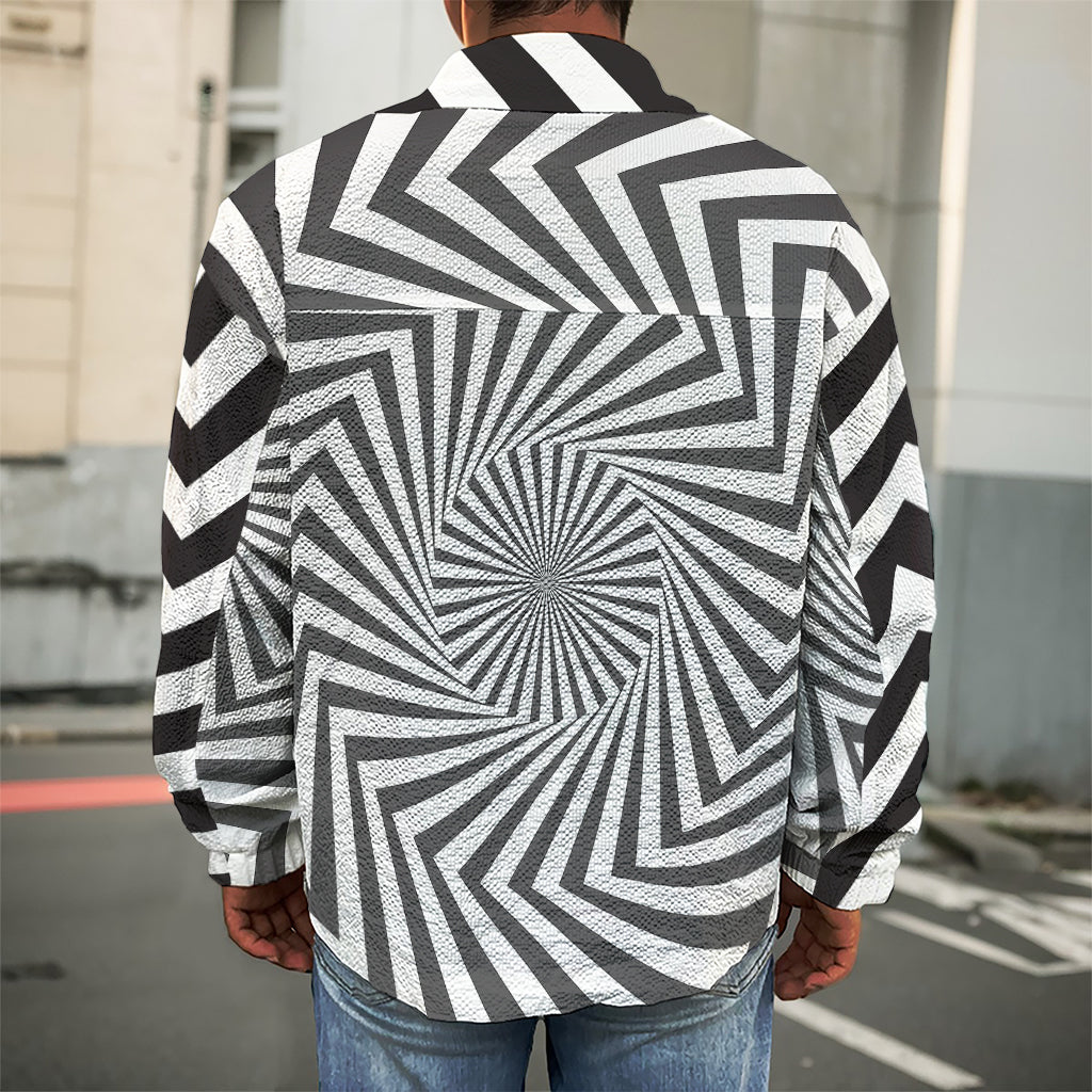Angular Swirl Motion Illusion Print Men's Shirt Jacket
