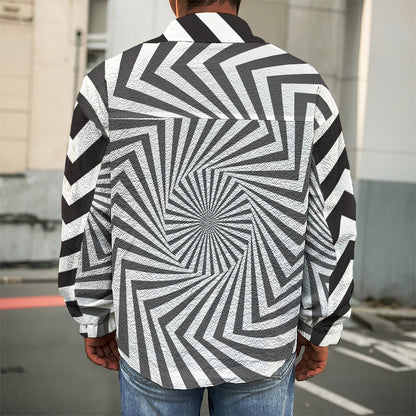 Angular Swirl Motion Illusion Print Men's Shirt Jacket