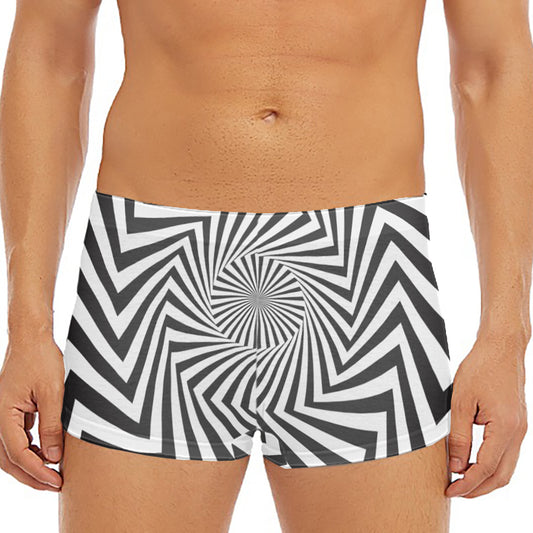 Angular Swirl Motion Illusion Print Men's Short Boxer Briefs