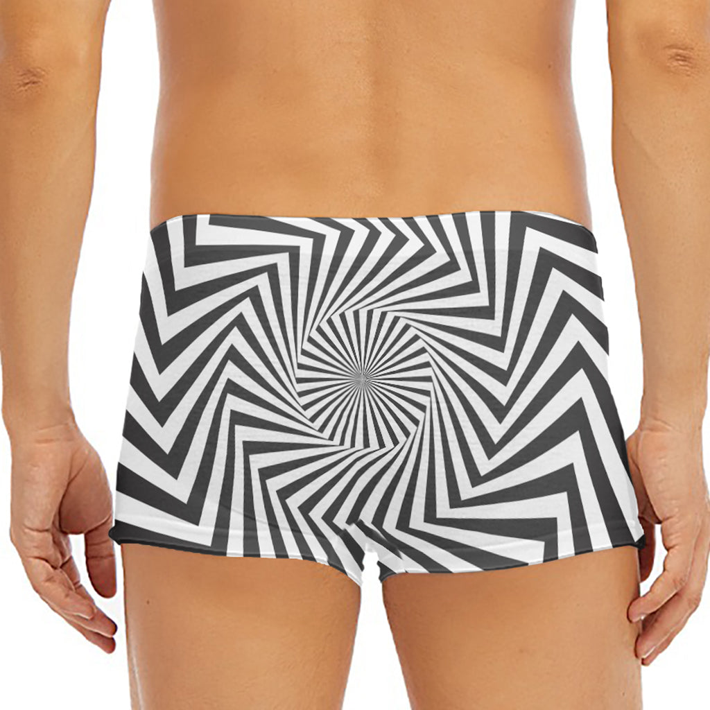 Angular Swirl Motion Illusion Print Men's Short Boxer Briefs