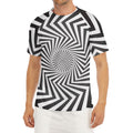 Angular Swirl Motion Illusion Print Men's Short Sleeve Rash Guard