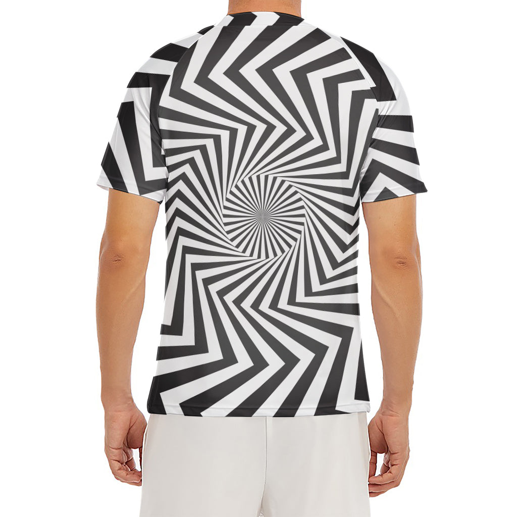 Angular Swirl Motion Illusion Print Men's Short Sleeve Rash Guard