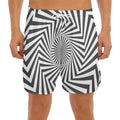 Angular Swirl Motion Illusion Print Men's Split Running Shorts