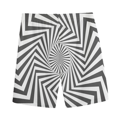 Angular Swirl Motion Illusion Print Men's Sports Shorts