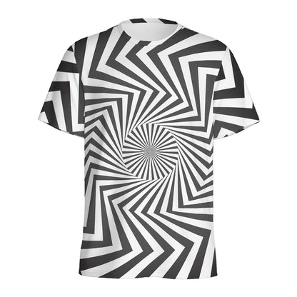 Angular Swirl Motion Illusion Print Men's Sports T-Shirt