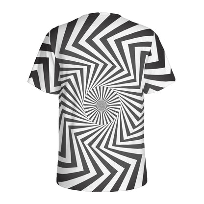 Angular Swirl Motion Illusion Print Men's Sports T-Shirt