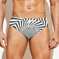 Angular Swirl Motion Illusion Print Men's Swim Briefs