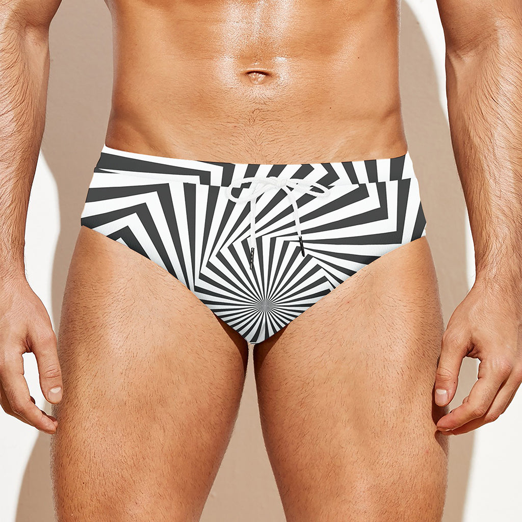 Angular Swirl Motion Illusion Print Men's Swim Briefs