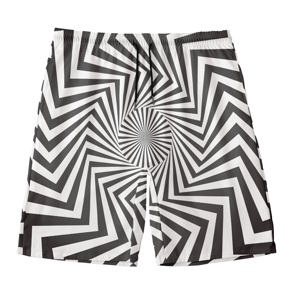 Angular Swirl Motion Illusion Print Men's Swim Trunks