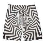 Angular Swirl Motion Illusion Print Men's Swim Trunks