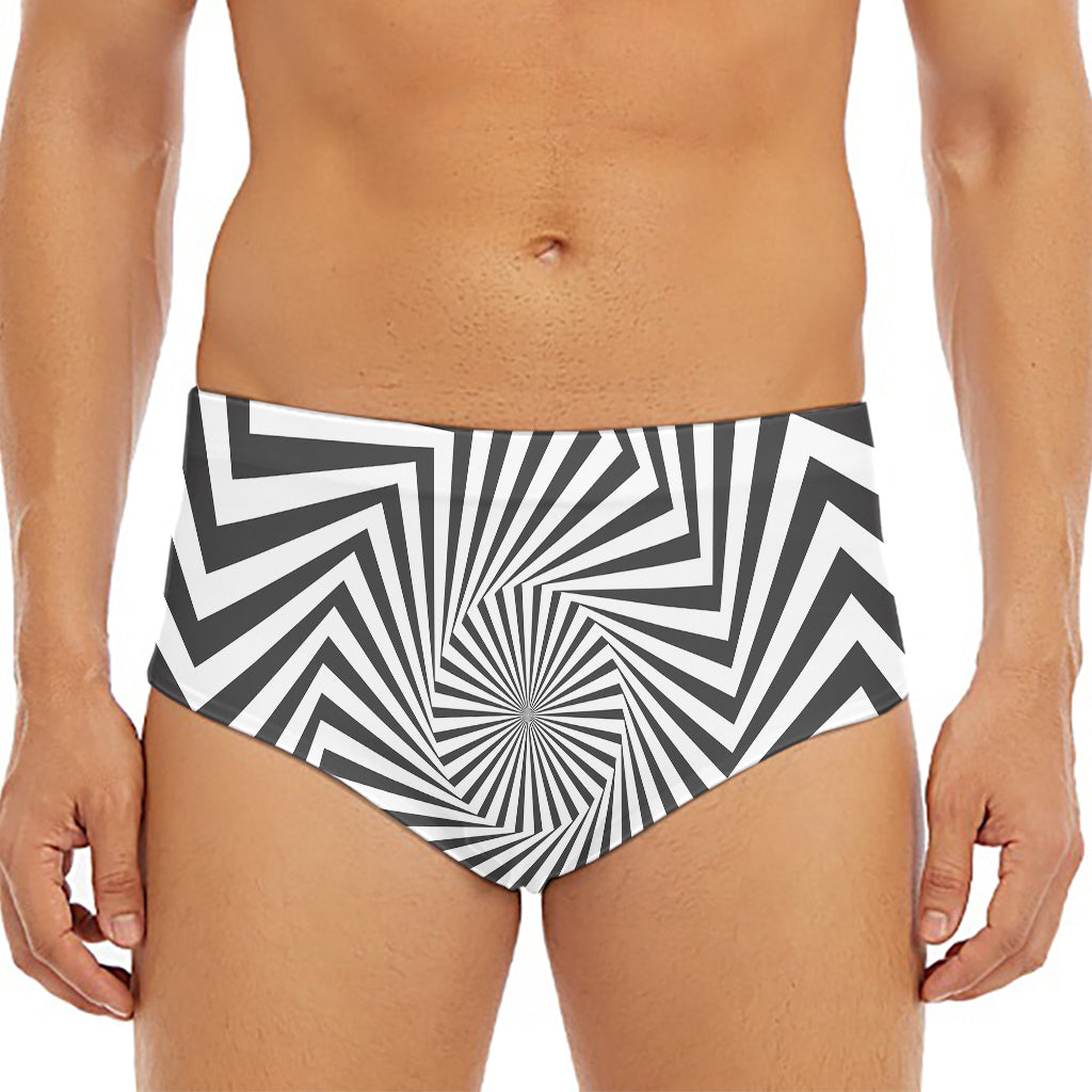 Angular Swirl Motion Illusion Print Men's Triangle Swim Briefs