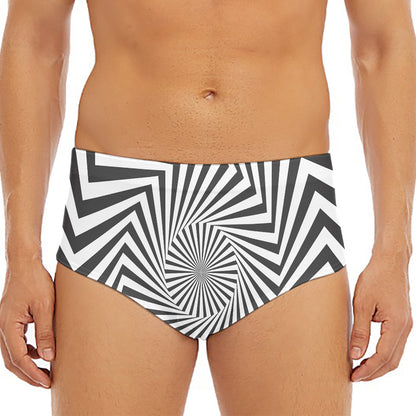 Angular Swirl Motion Illusion Print Men's Triangle Swim Briefs