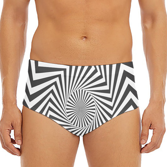Angular Swirl Motion Illusion Print Men's Triangle Swim Briefs