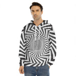 Angular Swirl Motion Illusion Print Men's Velvet Pullover Hoodie
