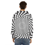 Angular Swirl Motion Illusion Print Men's Velvet Pullover Hoodie